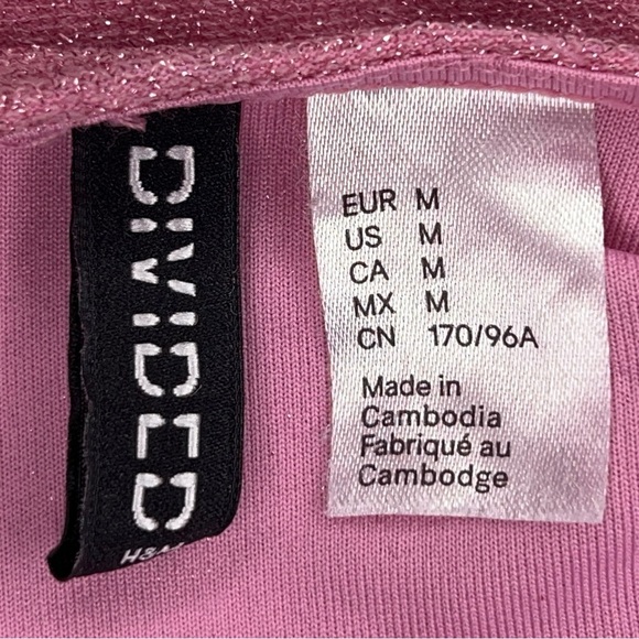 Medium Divided Pink Shimmer Fitted Bodycon Dress Strapless Stretch Event Party - Picture 11 of 13